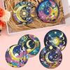8 Pieces/set of Lunar Starry Sky Diamond Painted Coaster Set with Bracket DIY Coaster for Beginners and Adults, Gift of Art and Crafts Supplies