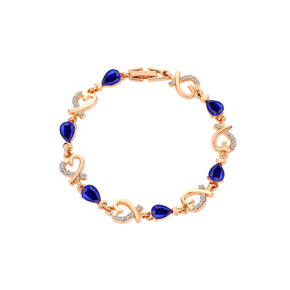 Heart Shaped Crystal Bracelet Female Blue Red Zircon Rhinestone Bracelet Women Jewelry Accessories