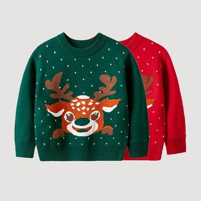 Autumn and Winter New Children's Christmas Knitwear Cartoon Christmas Elk Sweater Top