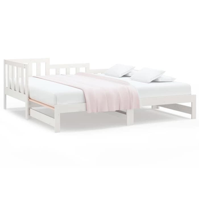 VidaXL Lit coulissant Blanc 2x(90x200) cm Bois de pin massif 820742