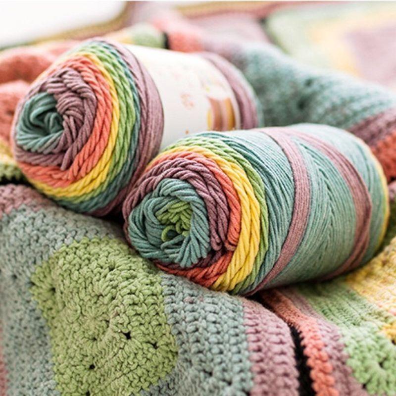 100g Rainbow Cotton Knitting Yarn 5 Strand Hand-Woven Crochet Thread for Blanket top sale