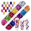 Explosive Flash 12 Grid Box, Laser Square Striped Nail Glitter, Colored Rectangular Nail Glitter, Nail Decoration
