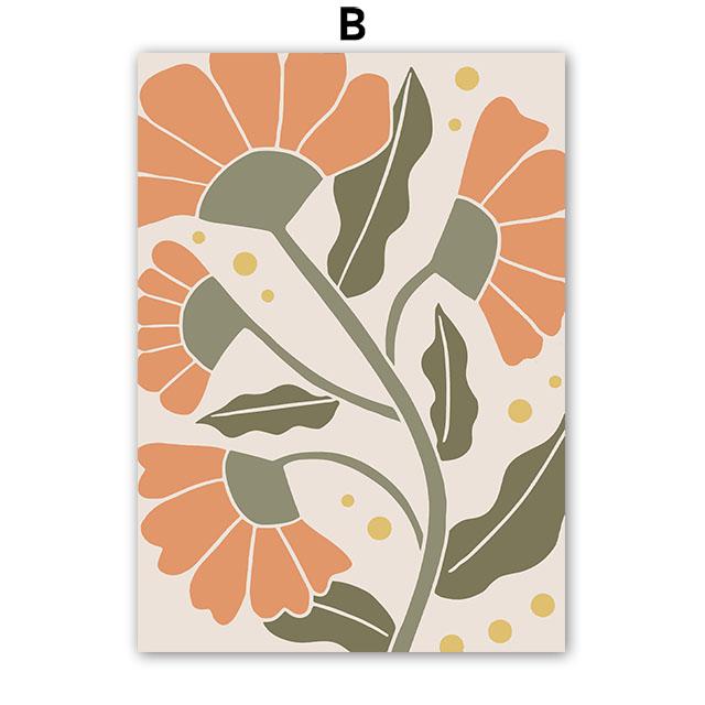 Retro Flowers Vase Leaves Gallery Anemone Wall Art Poster And Prints Plant Canvas Painting Wall Pictures For Living Room Decor