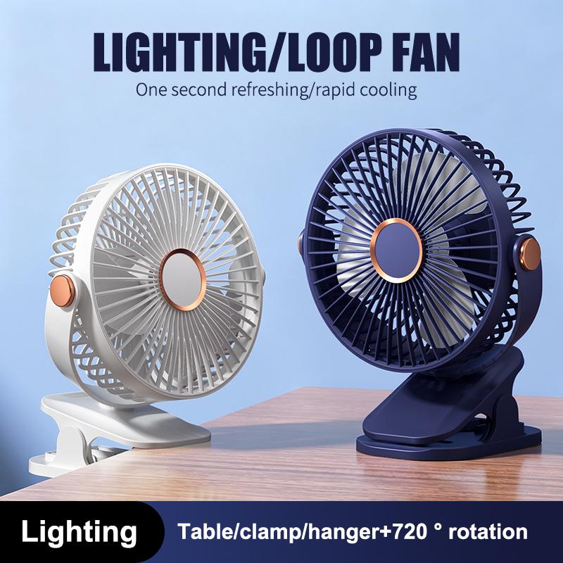 Clip-on Camping Fan 3 Speed Rechargeable Battery Operated Air Circulator Desktop Portable for Tent Office Dorm and Home