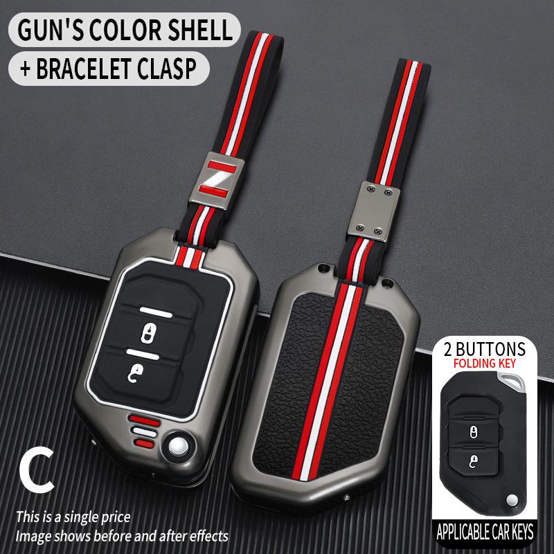 Zinc Alloy Car Key Case For Jeep Gladiator Jt Sahara Jlu Jk Wrangler Jl Rubicon Accessories
