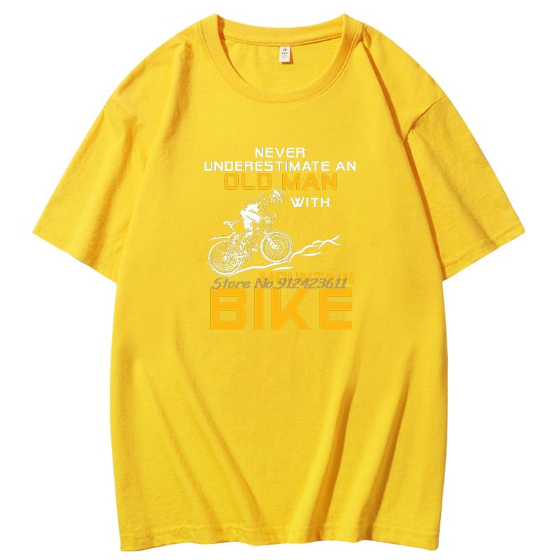 Mens Never Underestimate An Old Man With A Mountain Bike T Shirt Bicycle Cotton Summer Harajuku Short Sleeve Tshirt