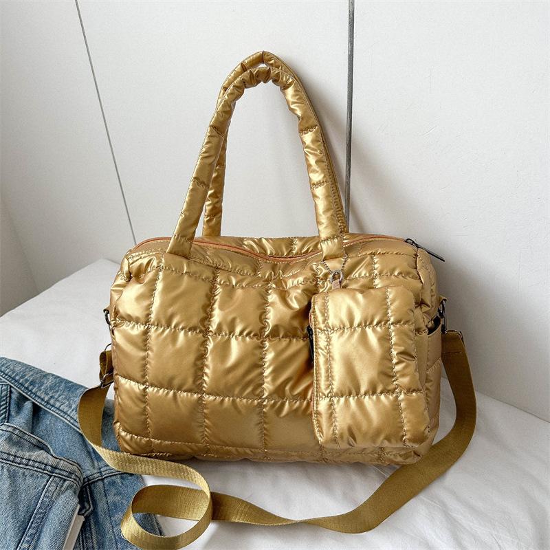 Autumn and Winter Advanced Sense Space Cotton Down Bag Large Capacity Crossbody Portable Dual-purpose Tote Bag Commuter Women's Bag