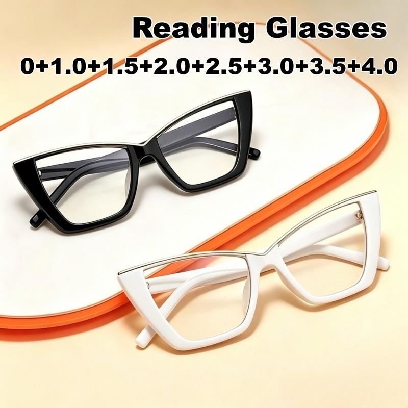 Oversized Cat Eye Presbyopia Glasses Women's Cat-eye Versatile and Personalized Eyeglasses Daily Fashion Personality 0 To +4.0