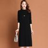 Knitted Dress Medium and Long Sweater Women's Autumn and Winter New Loose and Thin Semi-round Neck Bottoming Sweater Skirt