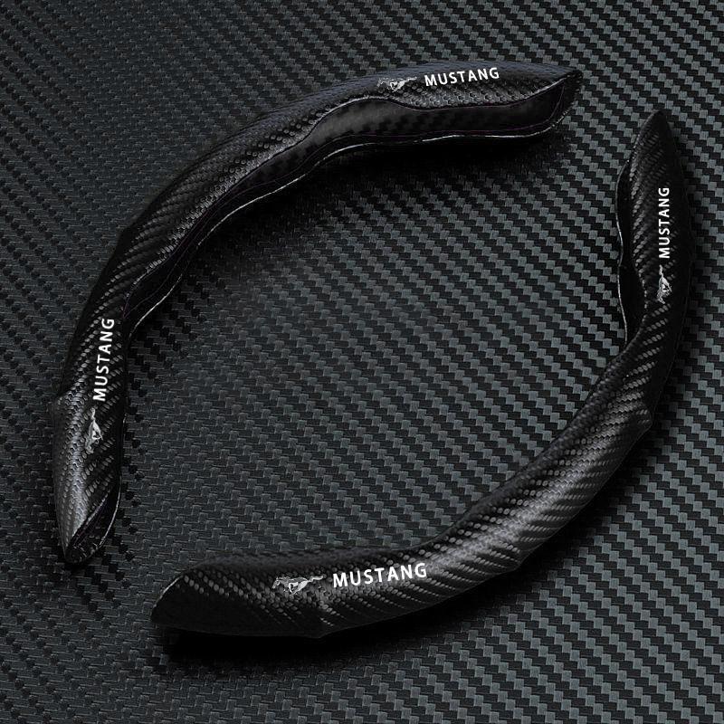 2pcs Car Accessories Carbon Fiber Non-Slip Steering Wheel Cover For Ford Focus Mondeo Kuga Fiesta MK7 Escort Explorer Edge 2 4 MK2 MK4