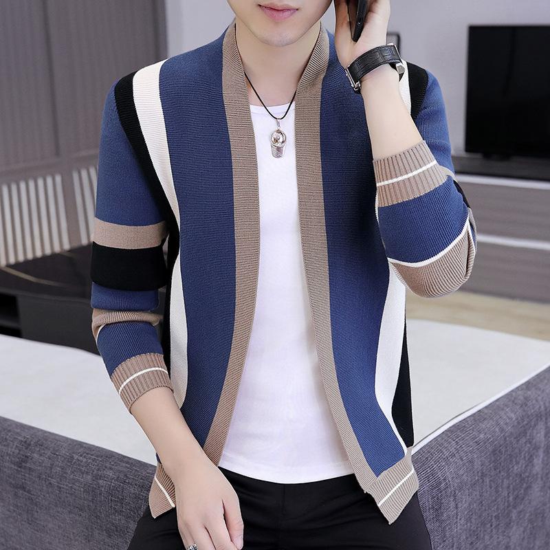 Spring and Autumn Hot Sale, Men's Knitted Sweater Jacket Casual Trend Versatile Thin Cardigan Sweater, Men's Jacket Outside