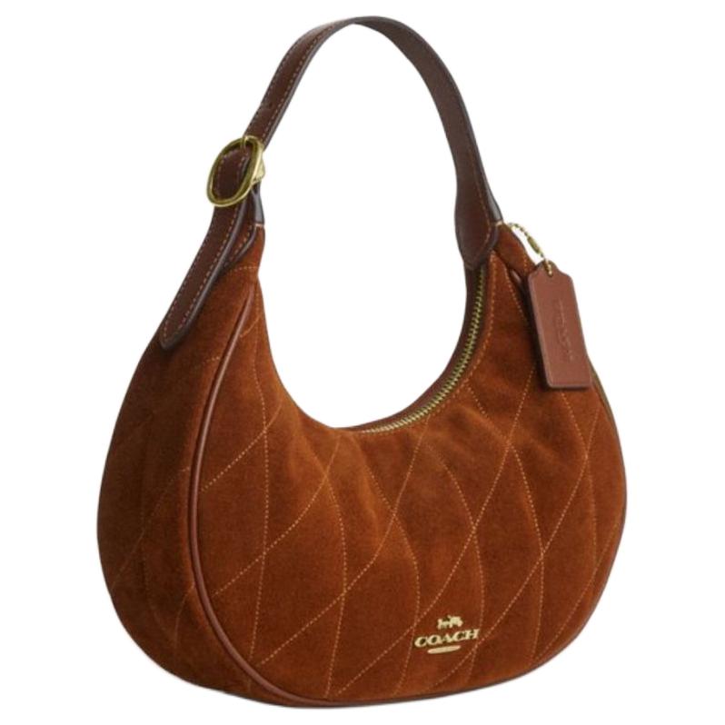 Coach Emily 23 Metallic Brand Logo Suede Leather Shoulder Bag Medium Women shoulder bag Warm-Brown CFG08-IMWBR