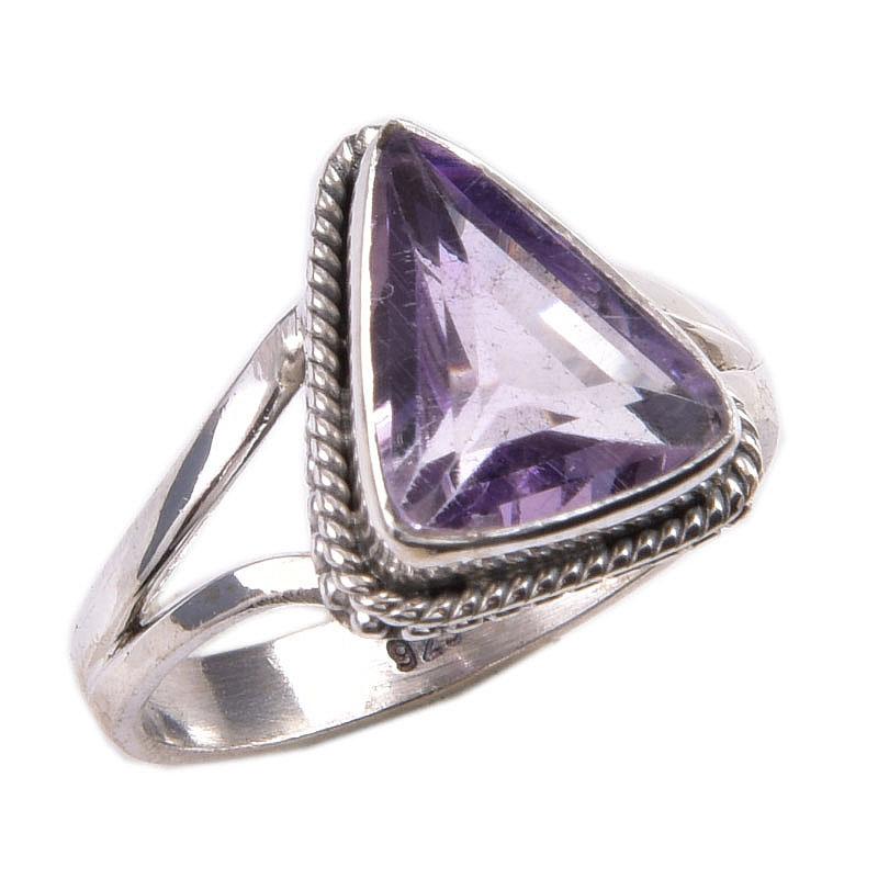 Natural Pink Amethyst Gemstone 925 Solid Sterling Silver Jewelry Ring S.7 A0f94