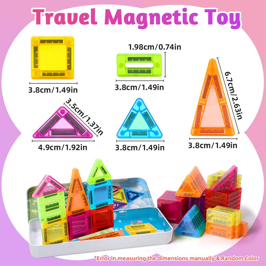 Magnetic Building Blocks Construction Set DIY Montessori Sensory Educational Toy For Boys Girls Kids Gift 26/38PCS With Iron Box