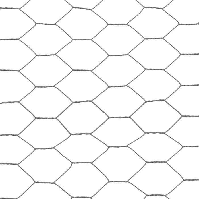 VidaXL Grillage Acier Revêtement PVC 25x1,2 m Hexagonal Gris Clôture de Jardin 143284