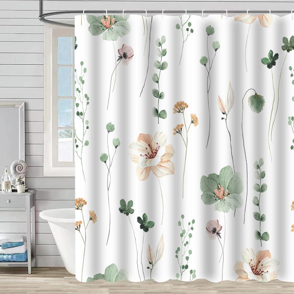 SHU1 3D Printed Tropical Jungle Plants Design Bath Curtain Polyester Waterproof Shower Curtain, 180x180cm