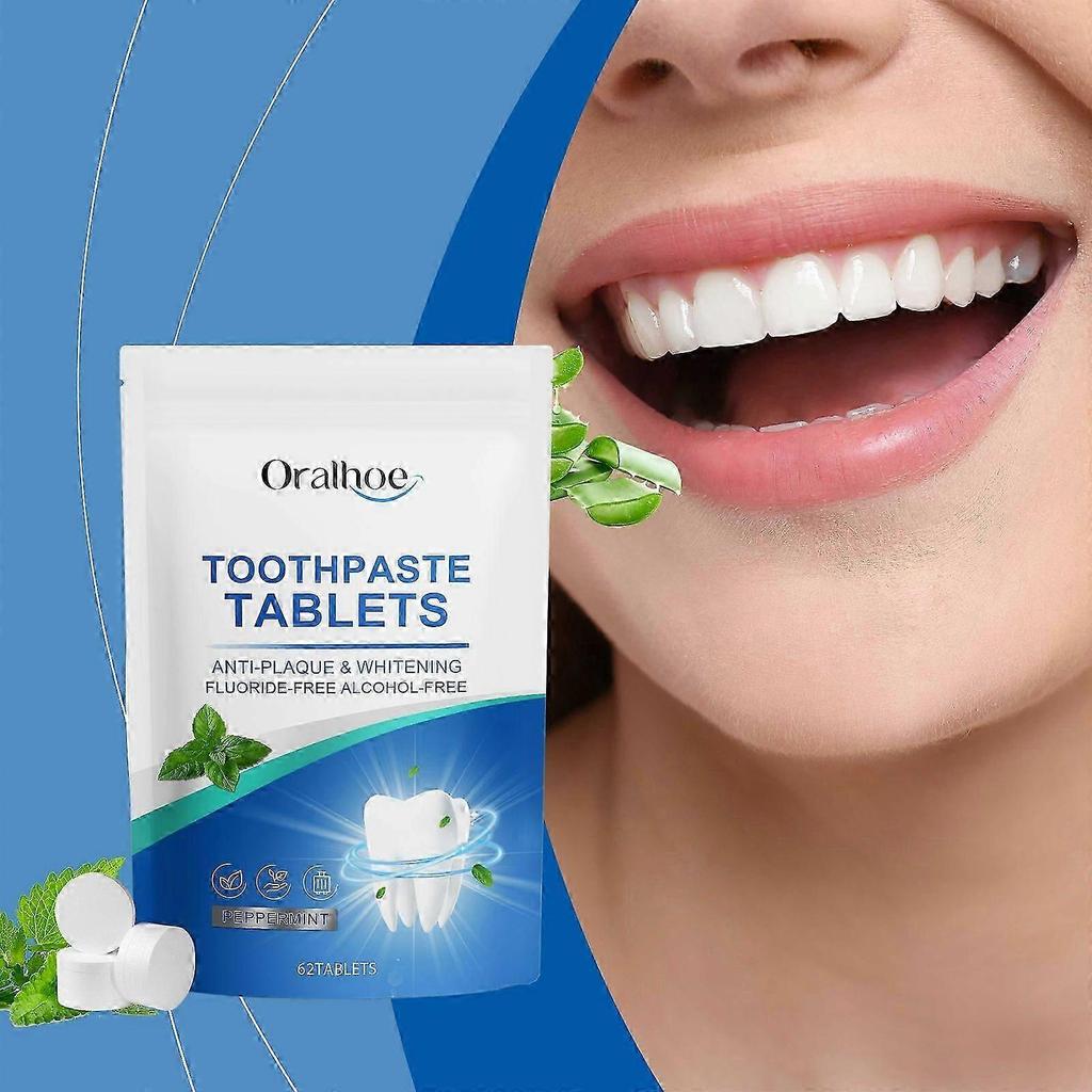 Mint Fresh Toothpaste Tablets - Whiten, Freshen Breath, Travel-Friendly, Easy To Use
