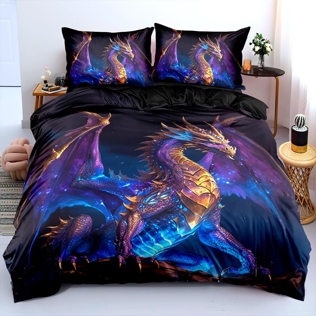 Dream Feilong Digital Printing Three-Piece 3D Duvet Set Kit Direct Sales