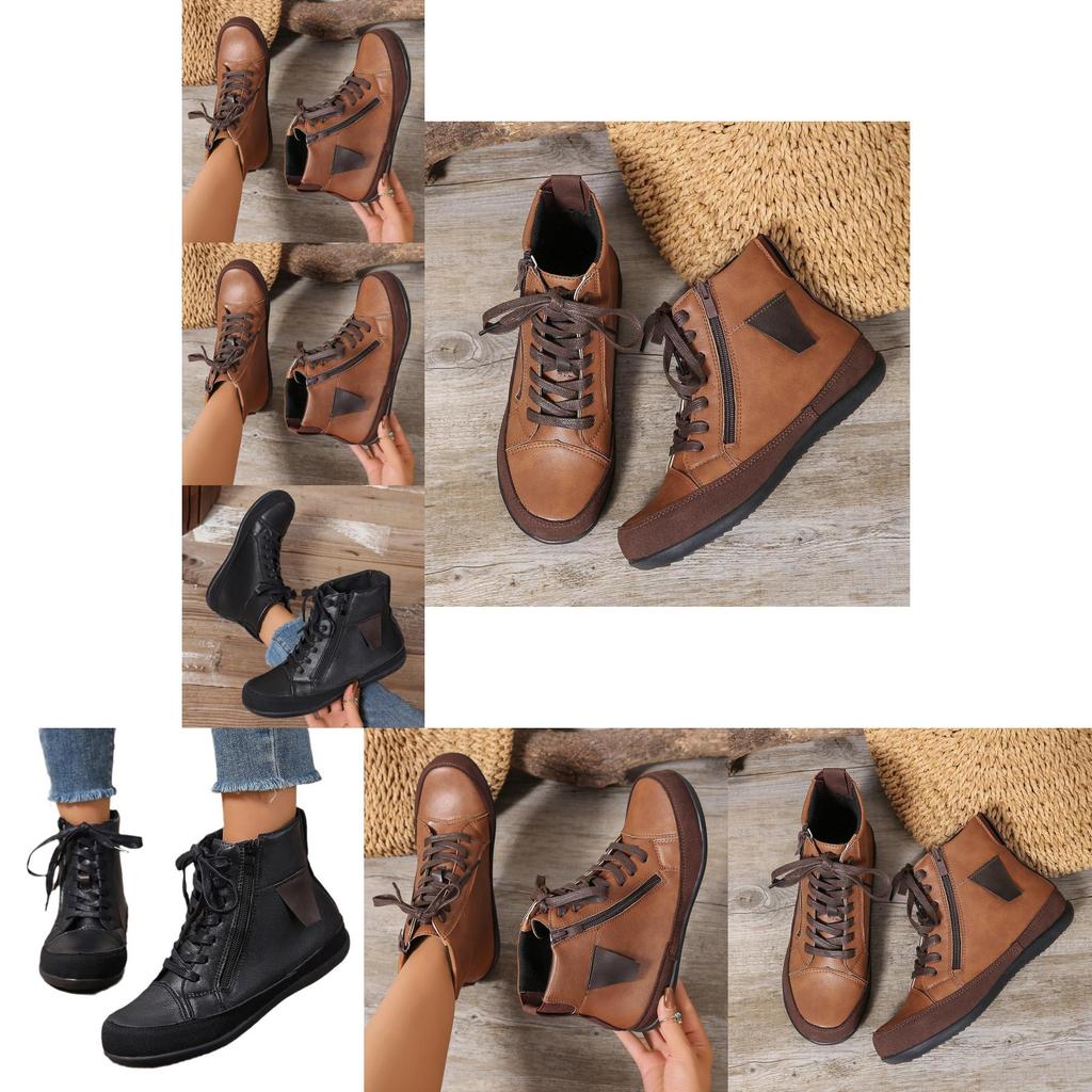 Stylish Adult Women's Solid Color Fashion Boots With Comfortable Flat Sole And Side Zipper