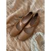 Leather~ Square head thick heel Mary Jane shoes women's spring retro pig nose ballet shoes women's small leather shoes single shoes