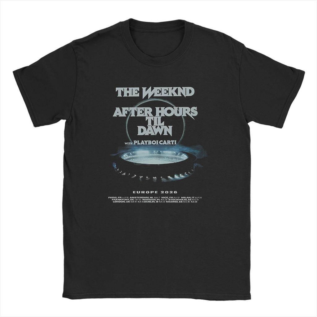Herren Damen AFTER HOURS DAWN EUROPE The Weeknd Shirt 100% Baumwolle Grafikdruck Bequem Streetwear T-Shirt Oberteil Kleidung