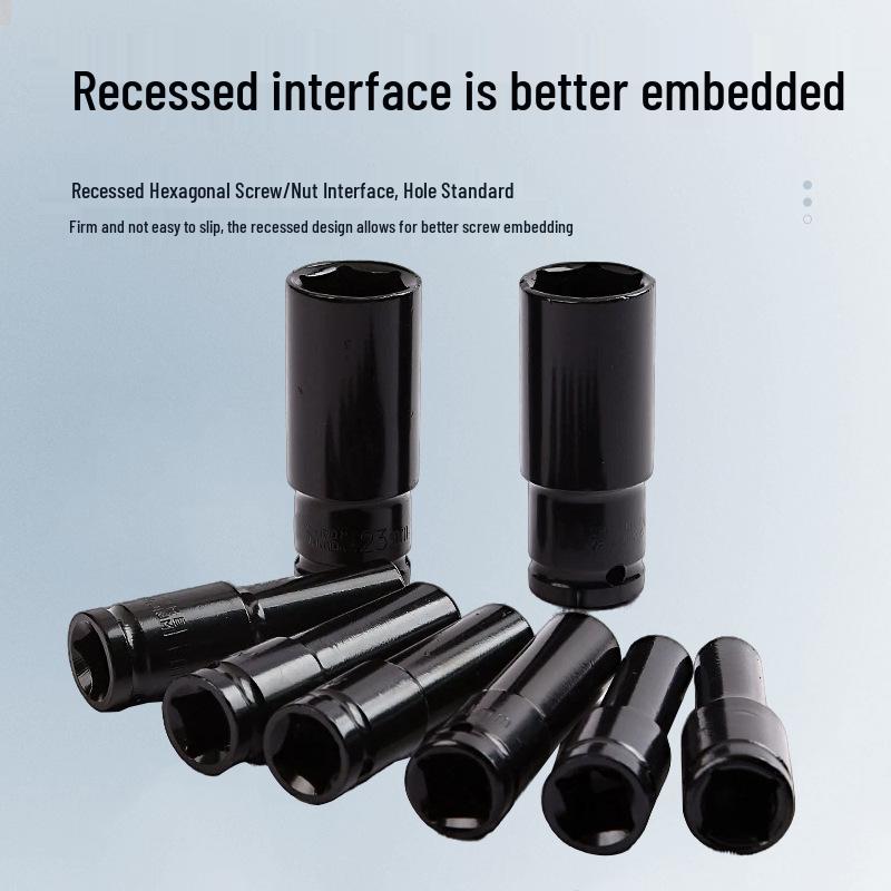 Extended Inner Hex Repair Tool Socket Set for Air Gun, 8-32 Electric Wrench Conversion Head, 1/2" Socket.