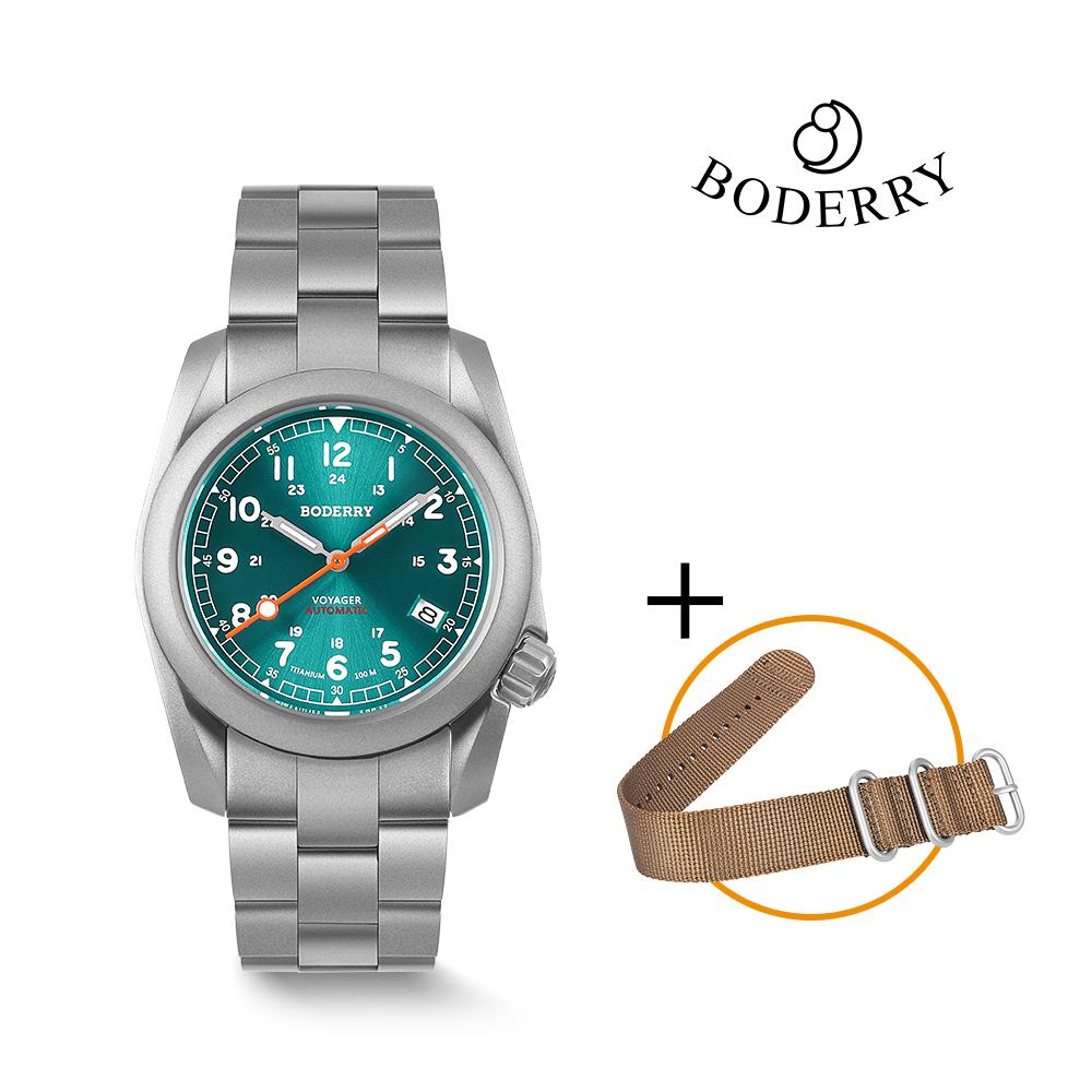 Boderry VOYAGER Field Watches Bronze Case Automatic For TMI NH35 Watch 100M Waterproof Clock Military Vintage Wristwatch Mens