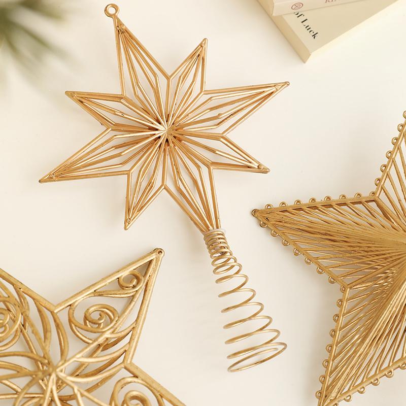 1Pc Christmas Tree Topper Modern Hollow Design Home Decor Christmas Tree Decorations Shimmering Christmas Topper Star Ornament