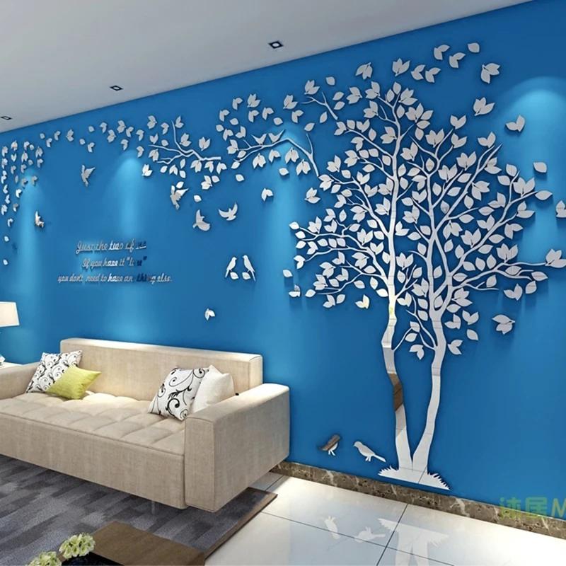 3D Acrylic Tree Wall Stickers Self-Adhesive Home Background Wall Wall Decal Wall Stickers Home Decoration, Bedroom Wallpaper