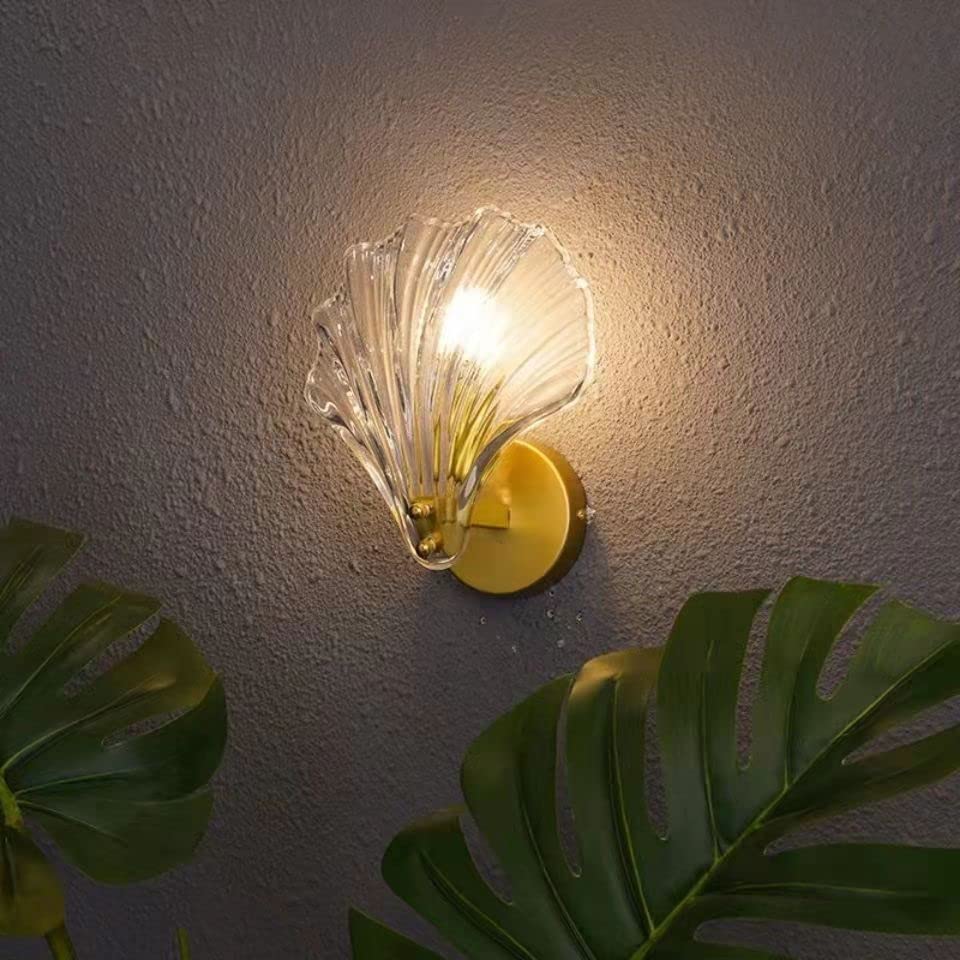 LWL Wall Light, Single Light, Simple Wall Lamp, Modern Glass Seashell Wall Light, Wall-Mounted Lighting Fixture, Interior Lighting Fixture for