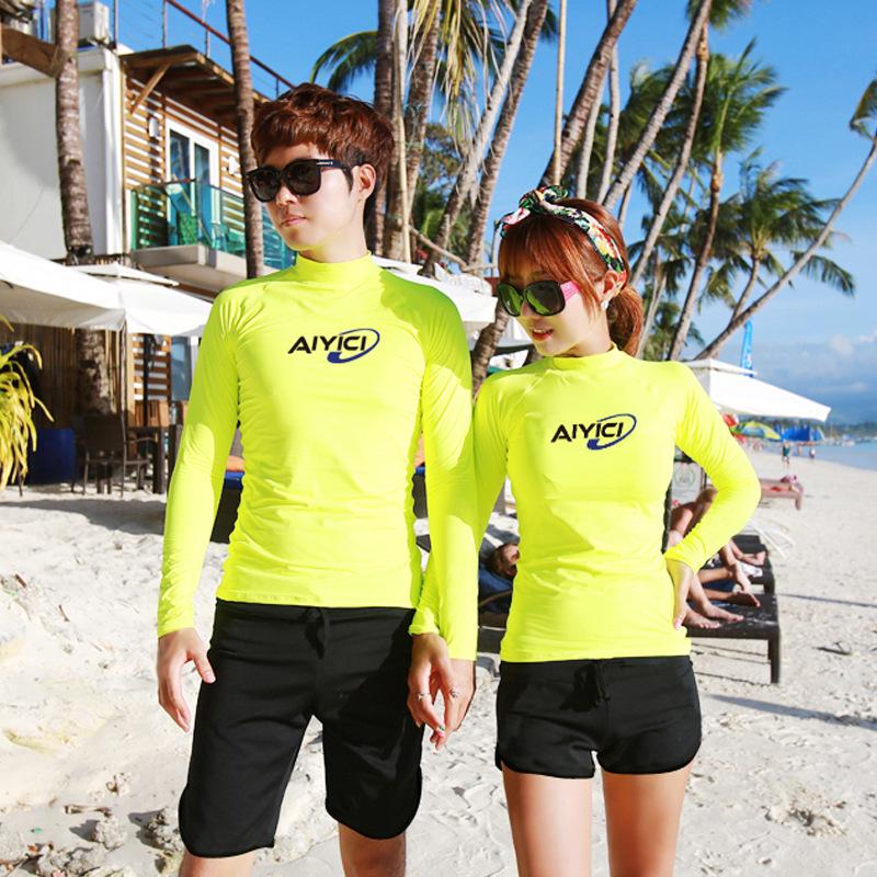 Women's Two-Piece Wetsuit: Long Sleeve Sun Protection Top with Chest Pads, Slimming Design, Quick-Drying, Ideal for Surfing and Beach Activities.