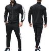 Men's Autumn Winter Casual Sports Set Color Block Stand Collar Long Sleeve Hoodie Two Piece Outfit