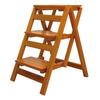Solid Wood Foldable Ladder with Non-Slip Steps - Multi-Functional, Portable, Stackable, and Ideal for Household Climbing and Storage.