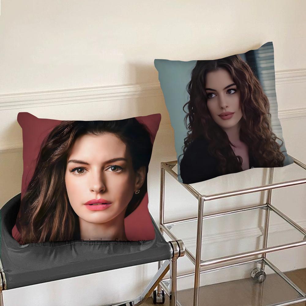 Anne Hathaway Pillow Case Square Pillow Bedroom Sofa Leisure Comfort Cushion Car Living Room Home Decoration