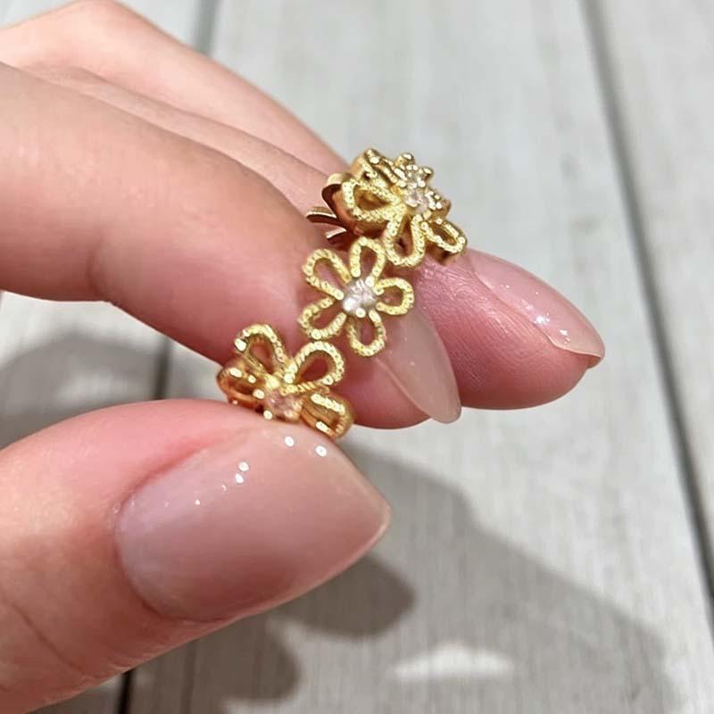 

Vintage Elegant Copper Color Flower Rings for Women Girls Plant Antique Versatile Rings Wedding Zircon Anniversary Gifts resizable золотой