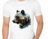Grizzly Bear Trees Silhouette. T-Shirt for Men Apparel Wildlife Animal Art