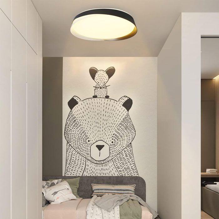 Plafonnier LED - NETTLIFE - 36W - Variateur & télécommande - Noir - Ø42 cm