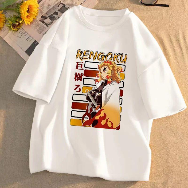 Cotton Demon Slayer Character Tshirt New Summer Anime Print Loose and Casual ParentChild Style ShortSleeve Top