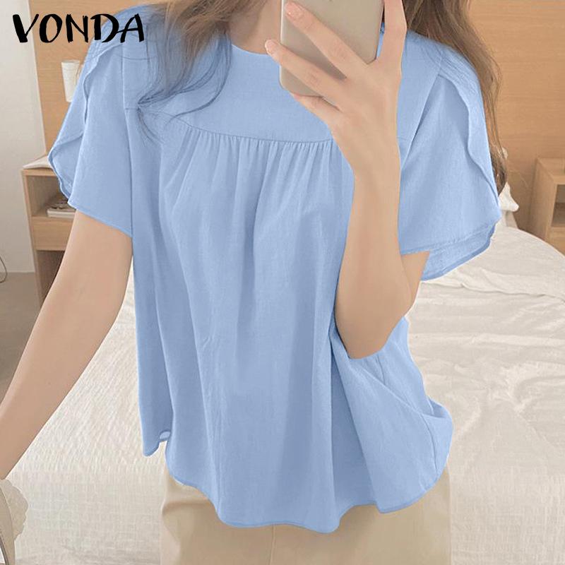 

Летние женские однотонные топы с короткими рукавами VONDA