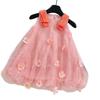 Sommer Mädchen Prinzessinnenkleid 3D Blume Pailletten Netz Ärmellos Partykleid Für Kinder Elegant Tüll Weste Kleid