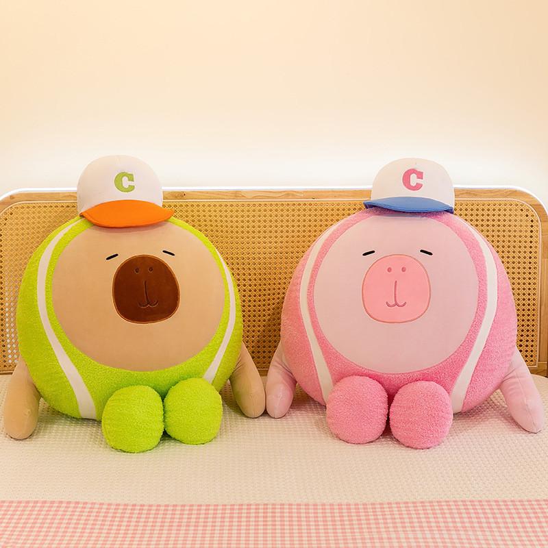 Shaped Tennis Capybara Cute Cartoon Plush Toy Soft Filled Doll Decoration Room