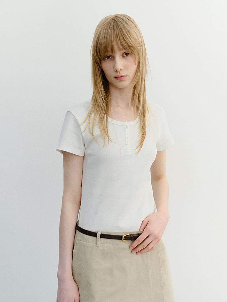 Deonseuteu Classic Scoop Neck Top_Udts6B222_Ivory