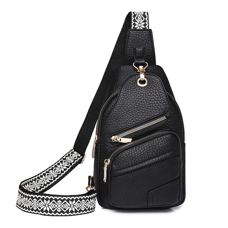 

Нагрудная сумка из искусственной кожи, женская поясная сумка, однотонная сумка через плечо, спортивная сумка на открытом воздухе чёрный