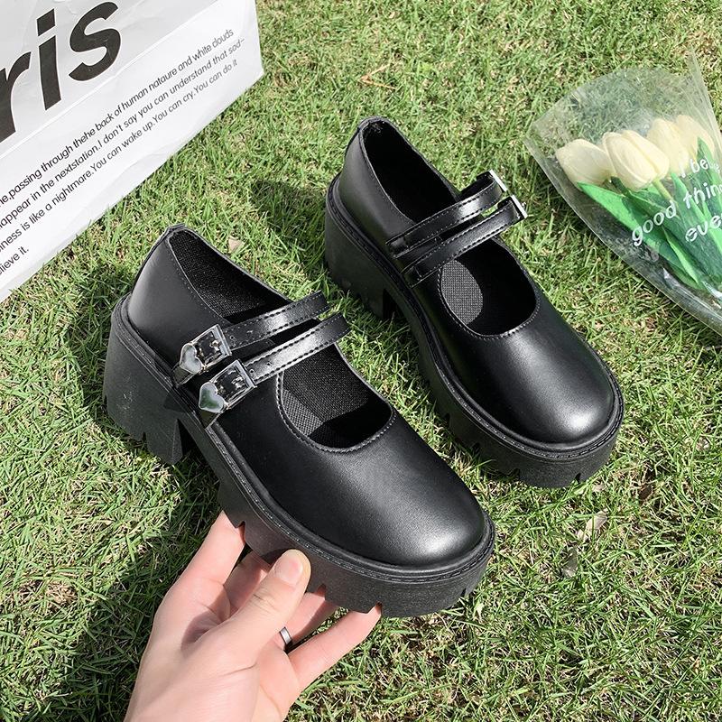 Mary Jane Shoes Women's Autumn and Winter 2025 New Round Head Platform Heel One-word Strap Single Shoes Fashion Versatile High Heels