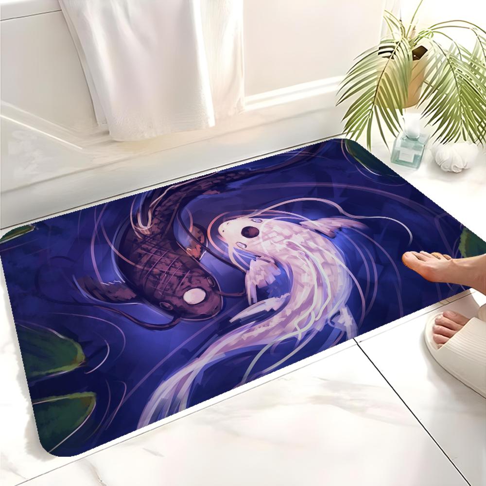 Japanese Koi Fish Door Mat Washable Non-Slip Living Room Sofa Chairs Area Mat Kitchen Bedside Area Rugs