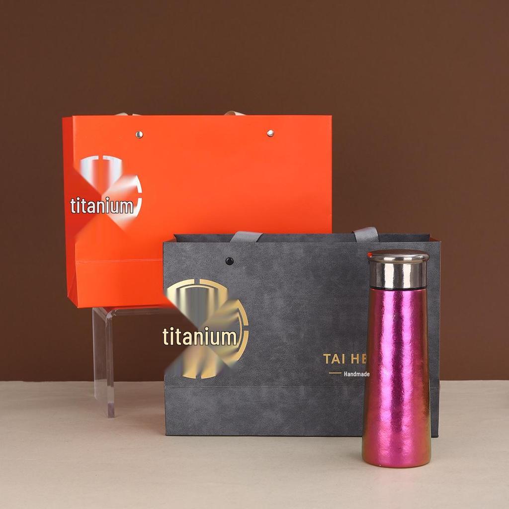 Compact Double-Walled Titanium Tea Infuser Cup with Gift Box - Portable, Thermal Vacuum Insulated for Steeping Tea