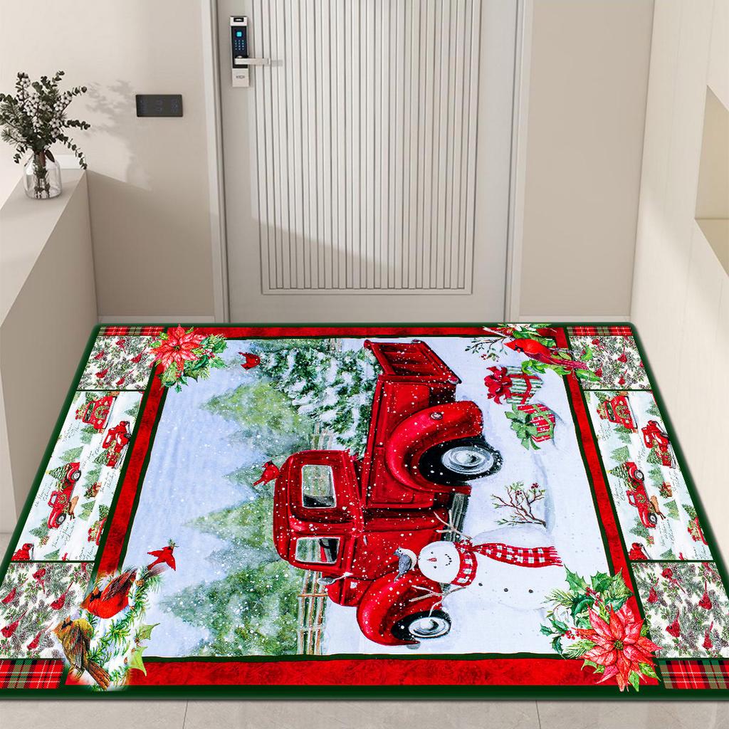1Pcs Anti Fatigue Kitchen Rugs Christmas Truck Snowman  Waterproof Non-Slip Thick Cushioned Kitchen Mat Heavy Duty Comfort Standing Mat for Kitchen