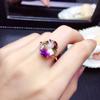 Luxury Women Jewelry Set Watermelon Tourmaline Necklace and Shimmering Amethyst Ring Pendant