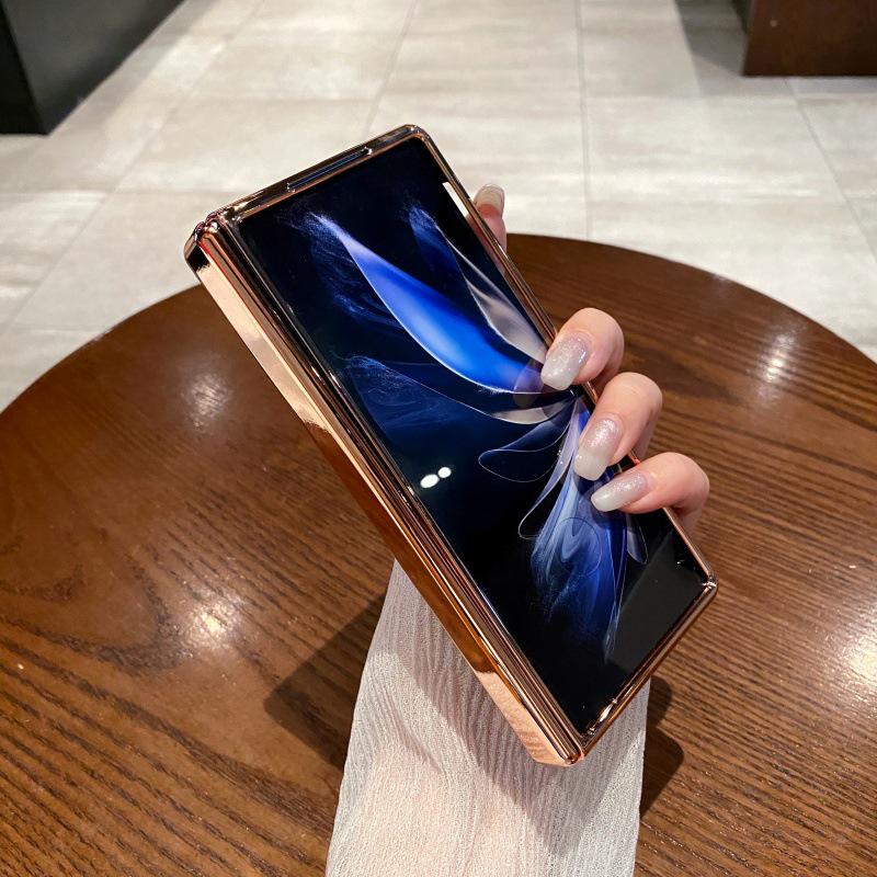 Étui à charnière en cuir pailleté pour Vivo X Fold2 & OPPO Find N2 avec protecteur d'écran