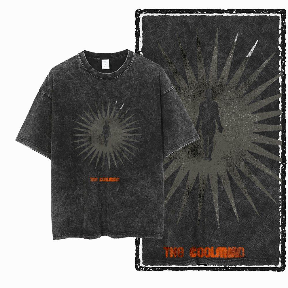 Retro Unique Graphic Printed Washed Distressed Big Size Black Cotton Unisexs Streetwear TShirt G